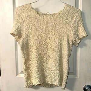 CYRUS Textured Cream Short Sleeve Top